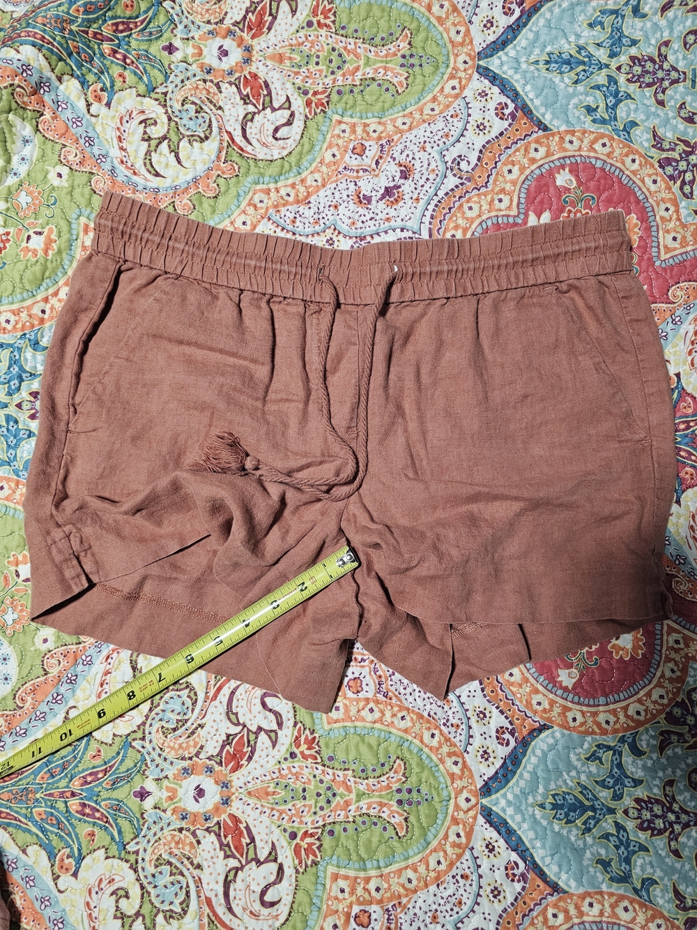 LOFT Linen Drawstring Shorts in Rust - Picture 6 of 8